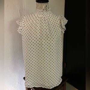Pleione Black and White Polka Dot Blouse